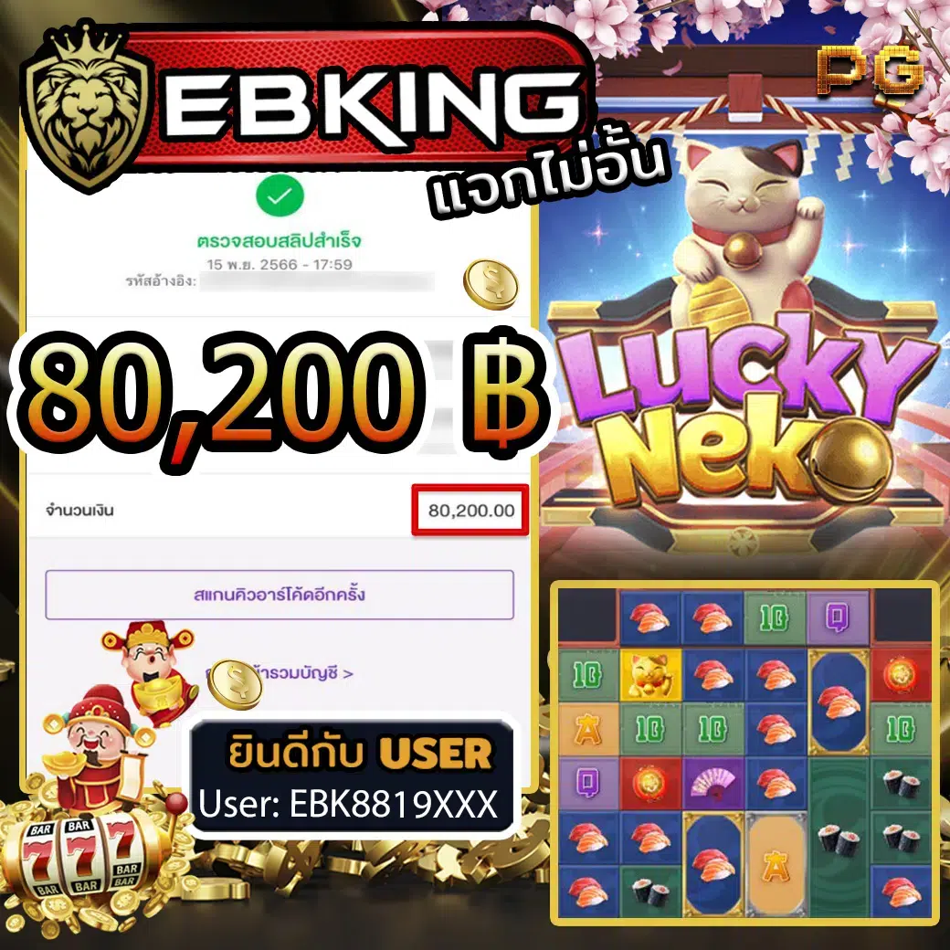 รีวิวการถอนเงินจากเกม Lucky Neko